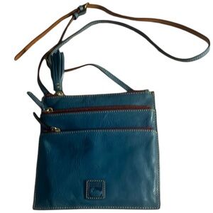 Dooney & Bourke Blue Crossbody Bag Gold Hardware Multiple Compartment Adjust NEW
